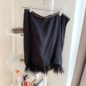 Helmut Lang ostrich feather silk leather skirt 42